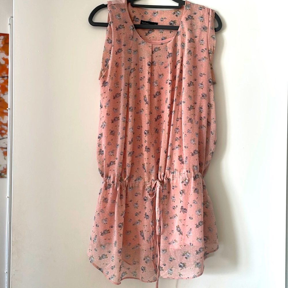 LAST DAY DEC. 10 
MOVING. CLOSE OUT. BELIEVE PARIS. FLORAL PINK TUNIC MINI DRESS